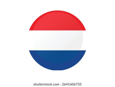 Round Netherland Flag Icon – Netherland Flag Circular Vector Badge with Standard Colors and National Symbol. Circle Flag Icon of Netherland, Button Badge Icon.
