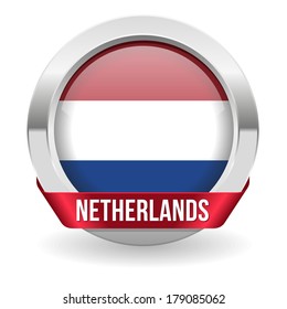 Round netherlands button with ribbon and metallic border