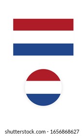 Round Netherlands flag, Rectangle Netherlands flag. vector icon isolated, Netherlands flag button.