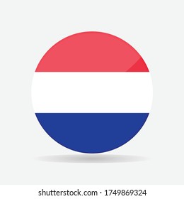 Round netherlands flag vector icon isolated, netherlands flag button