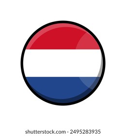 Round netherlands flag vector icon isolated, netherlands flag button