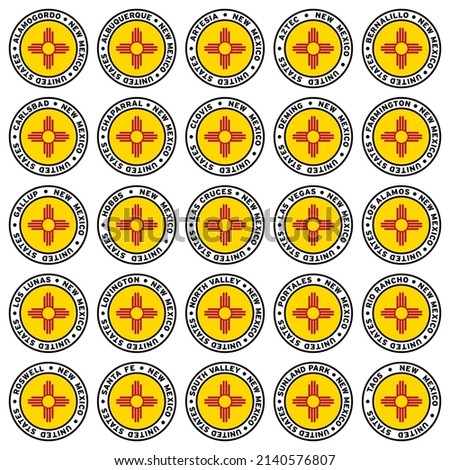 Round New Mexico City Flag Clipart Set