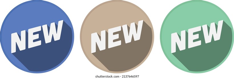 round NEW sticker or badge with drop shadow, vector illustration
