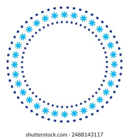 Round New Year frame. Vector illustration on isolated white background.