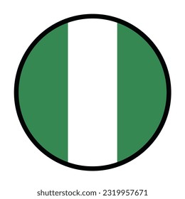 Runde Flagge Nigerias, flaches Vektorsymbol. Einfache Vektortastenflagge Nigerias. 