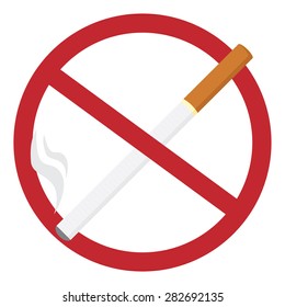 Round No Smoking Sign With Realistic Cigarette, Quit Smoking, Smoke Free, No Smoking Icon Vector Illustration