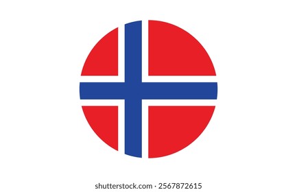 Round Norway flag icon. flag of Norway.