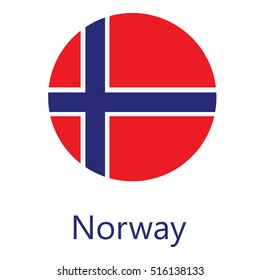 Round Norway flag vector icon isolated, Norway flag button