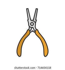 Round nose pliers color icon. Wire looper pliers. Isolated vector illustration