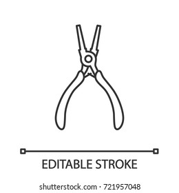 Round nose pliers linear icon. Thin line illustration. Wire looper pliers. Contour symbol. Vector isolated outline drawing. Editable stroke