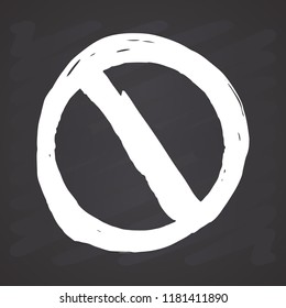 Round Not Allowed Sign, grunge textured hand drawn element, vector illustration on chalkboard background.