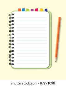 Round notebook with pencil vector