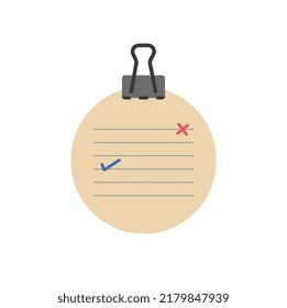 Round notepad with notes in vintage style.