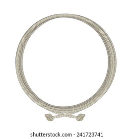 Round old rope node frame. Vector clip art illustration isolated on white