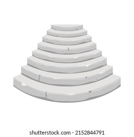 Round Old stone staircase on a white isolated background. For the house and the old castle. Vector cartoon illustration