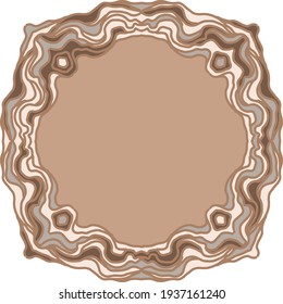 Round old wooden frame print imitation. Vector illustration.