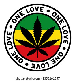 Round One Love Rasta Marijuana Flag Clipart