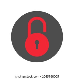 Round open padlock icon. Vector.