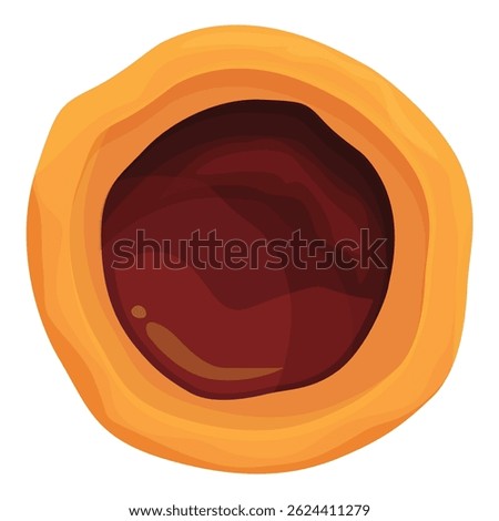 Round open pit mine with layers of soil, illustrating the process of mineral extraction