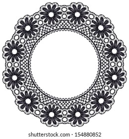 Round openwork lace border. Realistic vector illustration.