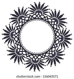 Round openwork lace border. Realistic vector illustration.