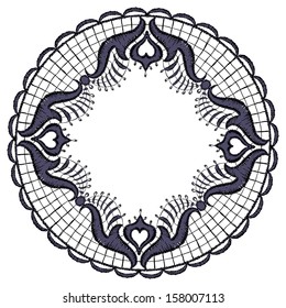 Round openwork lace border. Realistic vector illustration.