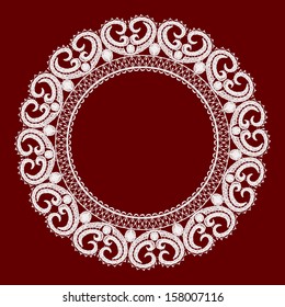 Round openwork lace border. Realistic vector illustration.