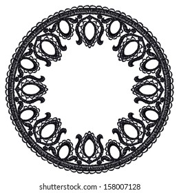 Round openwork lace border. Realistic vector illustration.
