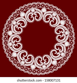 Round openwork lace border. Realistic vector illustration.