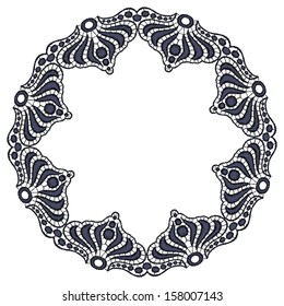Round openwork lace border. Realistic vector illustration.