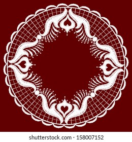 Round openwork lace border. Realistic vector illustration.