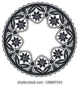 Round openwork lace border. Realistic vector illustration.