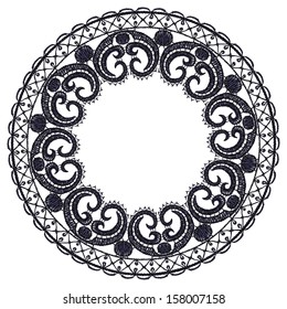 Round openwork lace border. Realistic vector illustration.