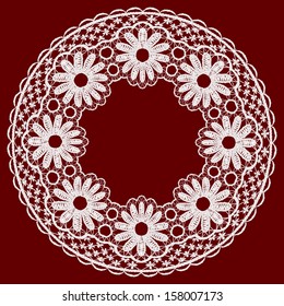 Round openwork lace border. Realistic vector illustration.