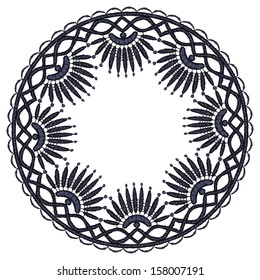 Round openwork lace border. Realistic vector illustration.