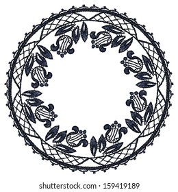 Round openwork lace border. Realistic vector illustration.