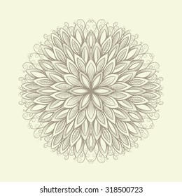 round oranament with abstract leaves, mandala design
