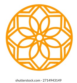 Round orange floral design element isolated symbol vector icon