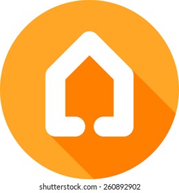A round orange icon for the mobile that represents the home button
