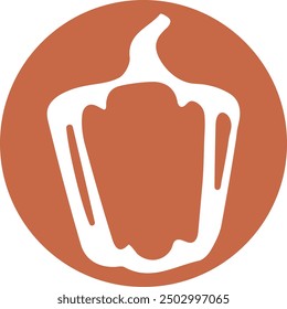 round orange sticker template with an elongated pumpkin outline, vector	