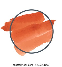 Round orange watercolor banner vector