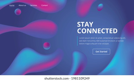 Round organic and fluid shapes background. Abstract geometric elements floating in liquid like. Trendy futuristic illustration with gradient for poster, landing page, banner, presentation. 