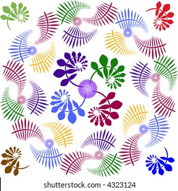 Round, organic, wreath-like vector design for corners & borders.