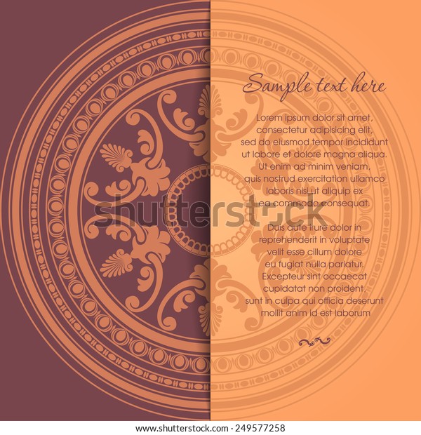 Round oriental ornament card in vintage\
style. Vector\
illustration