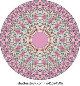 round oriental ornament for design and decoration of pastel tones with beads, pearls and ribbons.