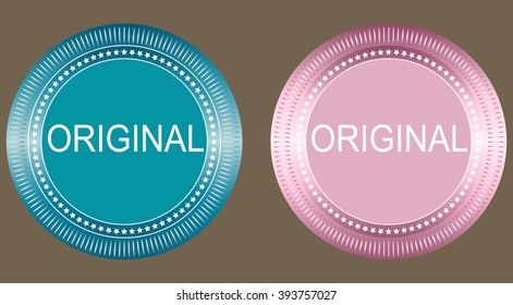 Round original badges set on grey background