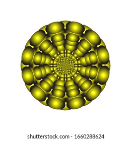 Round ornament in 3D on white background. Geometric Mandala Design. in golden yellow. fit for logo, icon or symbol, etc. vector illustration