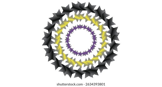 Round ornament in 3D on white background. Geometric Mandala Design. in golden yellow. fit for logo, icon or symbol, etc. vector illustration