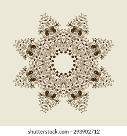 Round Ornament. Arabesque Mandala Pattern. Decorative Vector Element