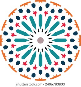 Round ornament arabic ceramic tile ,Arabic, Andalusian, Oriental, Arabesque styles.